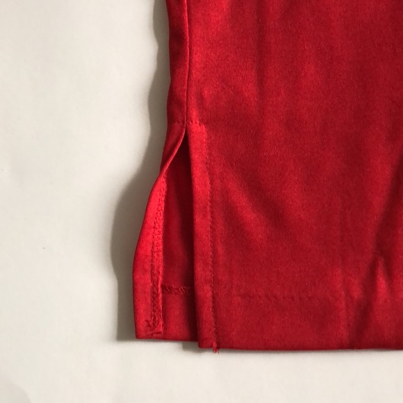 Lancer M Red Polo collar short sleeve Vintage Pocket split hem Excellent Conditi - Picture 4 of 9